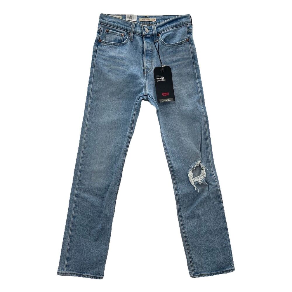 Levi’s Wedgie Jeans Women's 25x28 Blue Straight High Rise Preppy American Denim - Picture 1 of 14